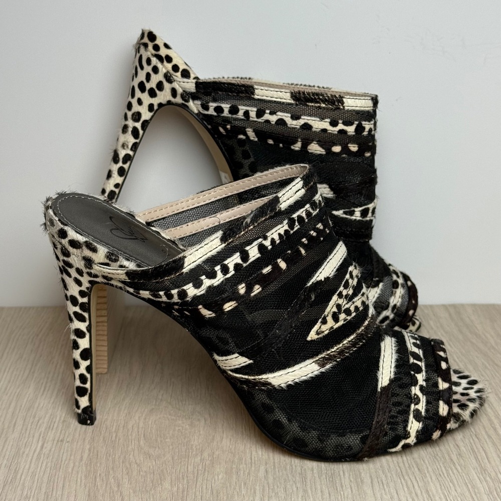 Stiletto Mule Heels SYC by June Ambrose Womens 7W Animal Print Mesh